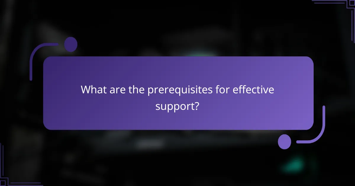 What are the prerequisites for effective support?
